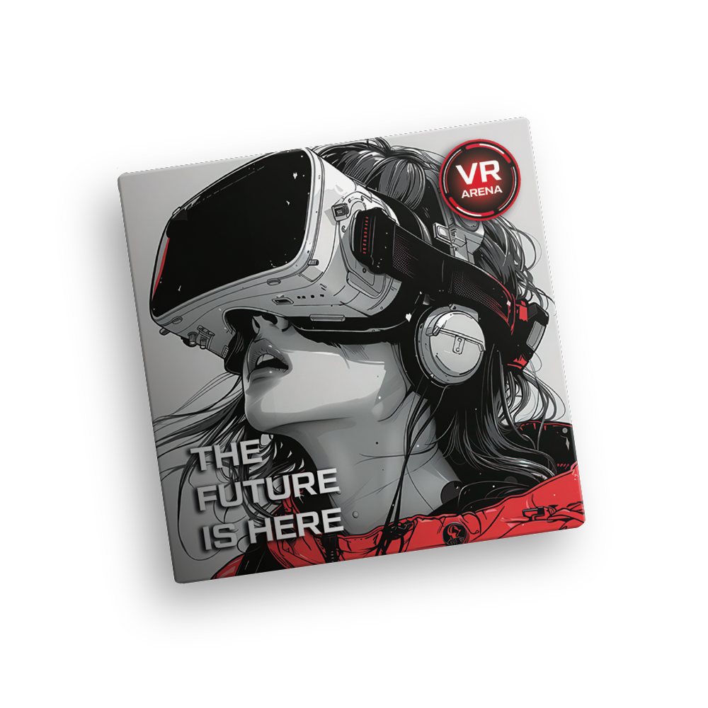 Магнит квадратный 65x65мм "Девушка grey and red", 1 шт.