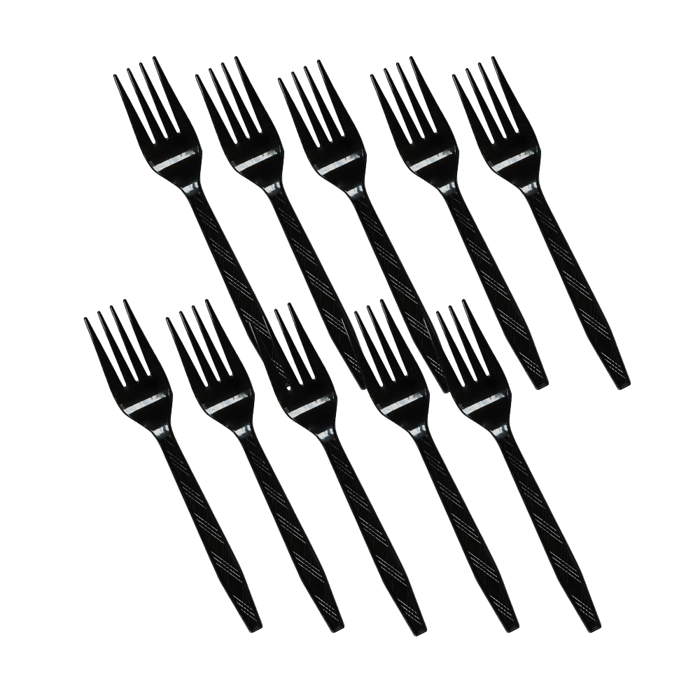 Вилки пластиковые одноразовые черные, 10 шт.