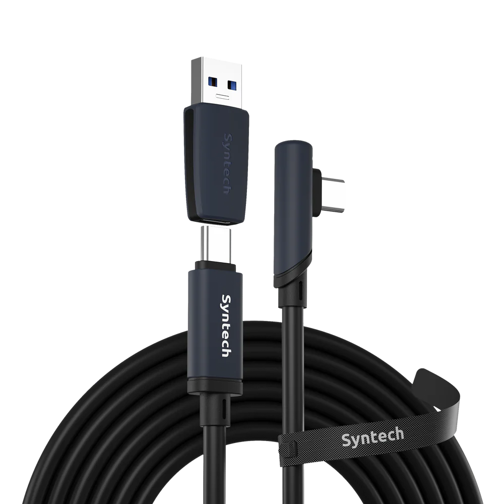 Кабель 2в1 для Oculus Quest 2/3/3S, Pico 4 Syntech, 5 метров, черный