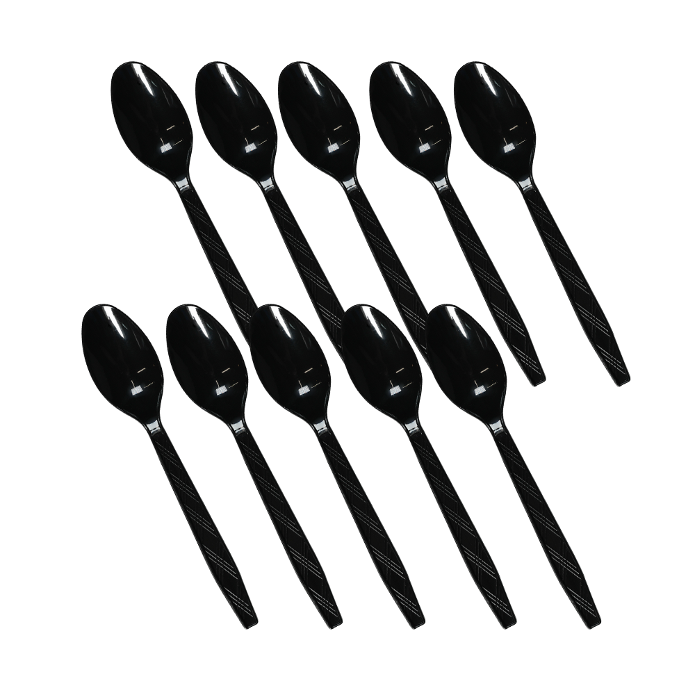 Ложки пластиковые одноразовые черные, 10 шт.