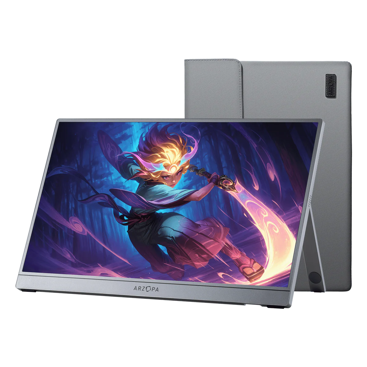 Портативный монитор ARZOPA Z1FC 16,1'' 1080p 144Hz, серый с защитным чехлом
