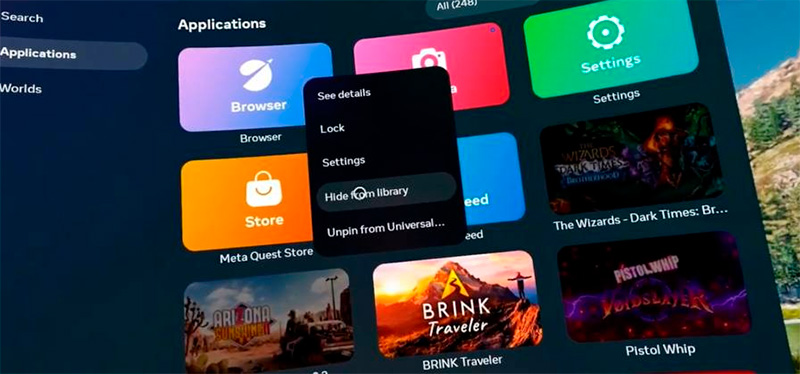 Скрыть приложения в Quest vr Скрыть приложения в Quest vr