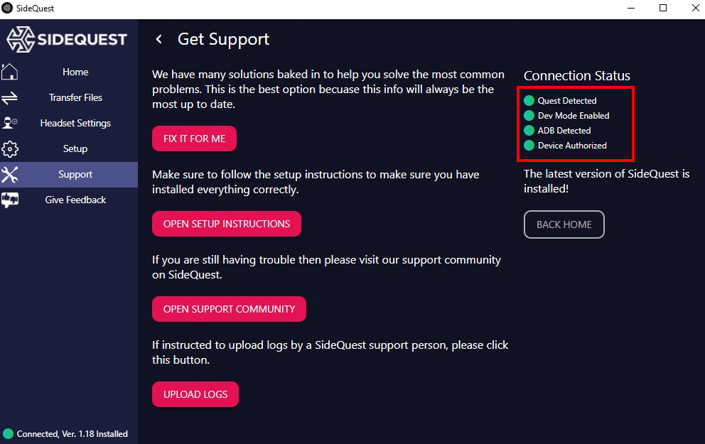 SideQuest не подключается SideQuest не подключается