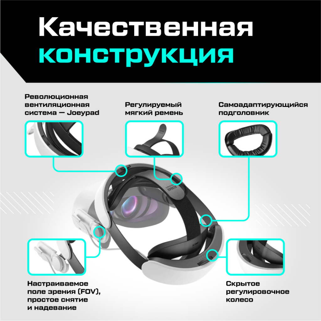 Крепление KIWI design H4 Boost Battery Head Strap для Oculus Quest 3 3S 05.jpg