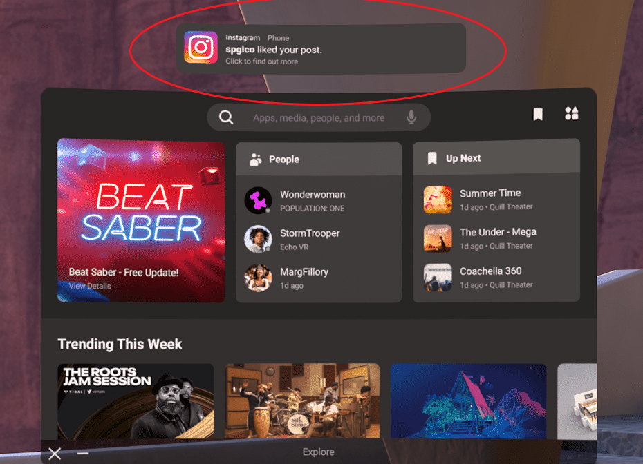 уведомления с телефона quest 2