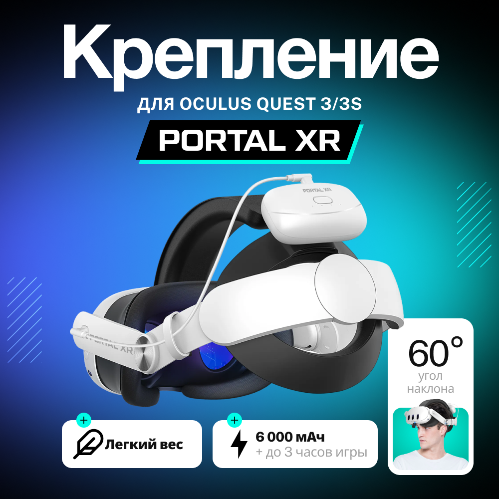 XR-Q3S1 Крепление с быстросъемным аккумулятором PORTAL XR Advanced Strap Battery для Oculus Quest 3 3S (6000 mAh) 01.png