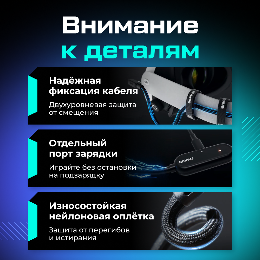 LC6 Кабель AMVR Braided Link Cable с адаптером для Oculus Quest 2 3 3S Pico 4 (5 метров, черный) 7 (1).png