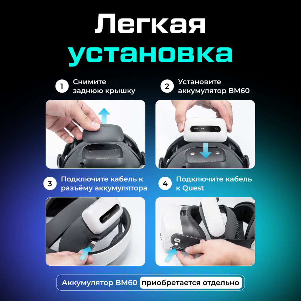 PKBM60-1 Один сменный аккумулятор BOBOVR BM60 и док-станция для M3 и M3 Pro Plus емкостью 6500 мАч 09.png