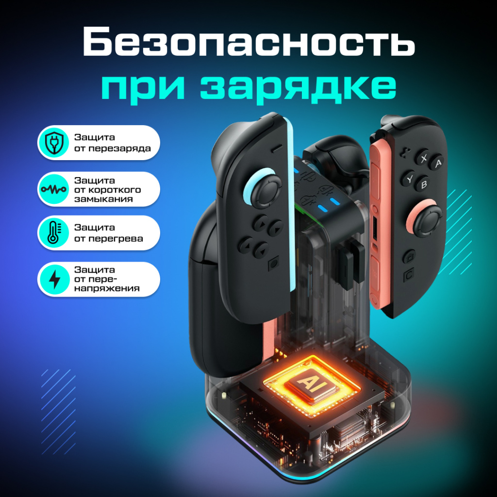 Зарядная станция TRANSNOVO 4в1 для Nintendo Switch 2 Joy-Con, 8 слотов для картриджей ozone 3.jpg