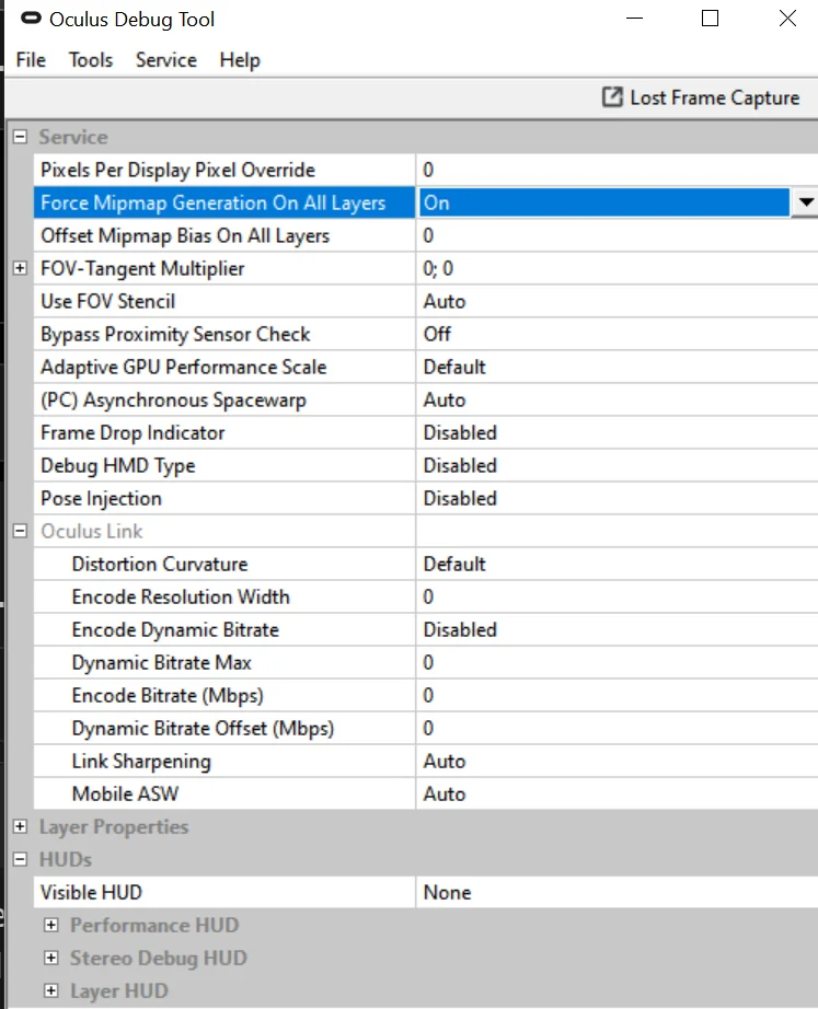 Oculus Debug Tool Oculus Debug Tool