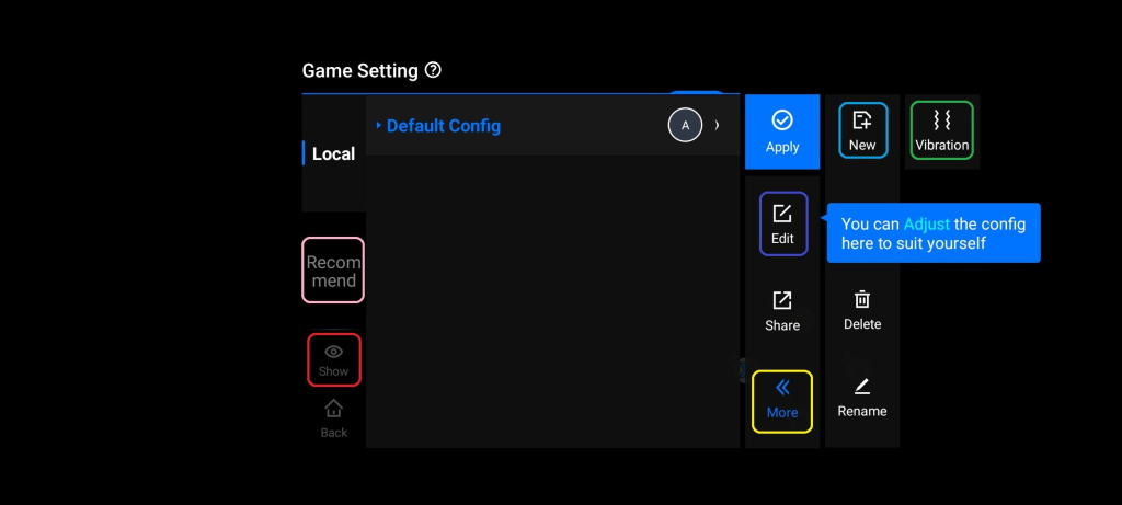 Описание настроек имитации касаний для Flydigi Game Center Описание настроек имитации касаний для Flydigi Game Center