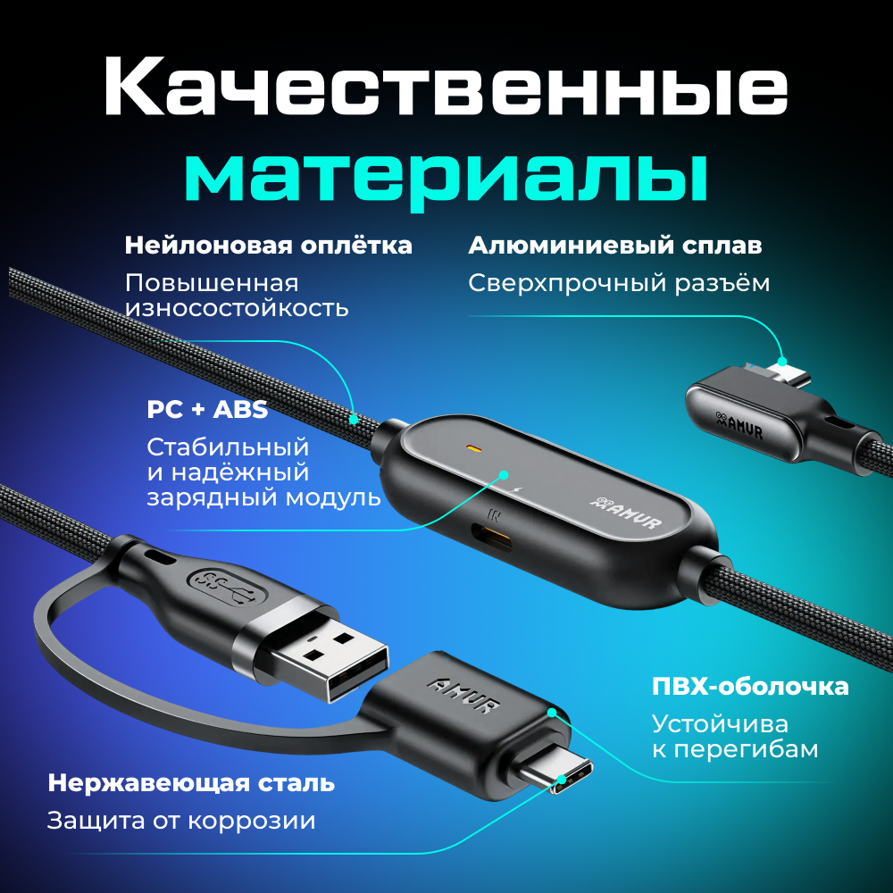 LC6 Кабель AMVR Braided Link Cable с адаптером для Oculus Quest 2 3 3S Pico 4 (5 метров, черный) 3 (2).png