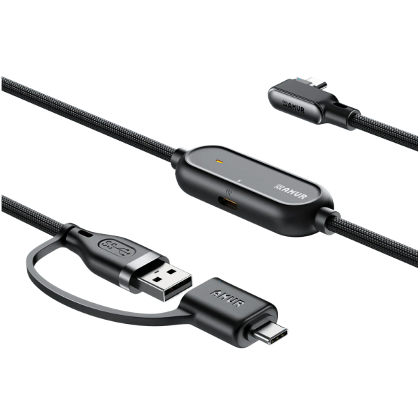 Кабель AMVR Braided Link Cable с адаптером для Oculus Quest 2/3/3S/Pico 4 (5 метров, черный)