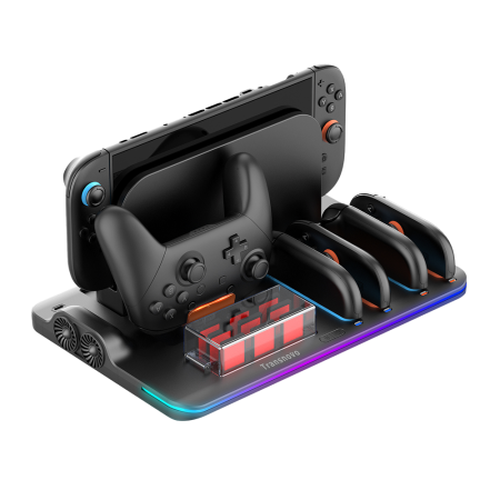 Док-станция TRANSNOVO для Nintendo Switch 2 с охлаждением, 9 слотов для картриджей