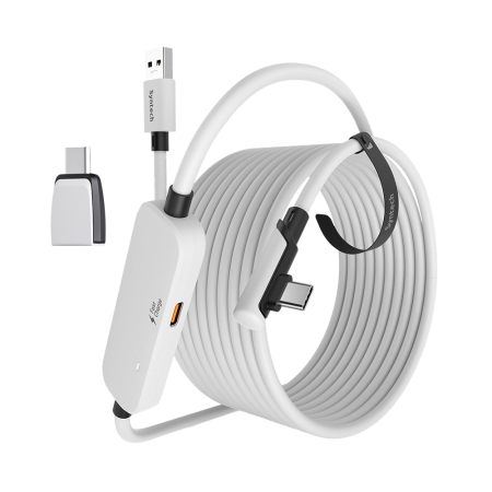 Кабель с зарядным портом и адаптером для Oculus Quest 3/3S/2, Pico 4 Syntech, 5 метров, белый