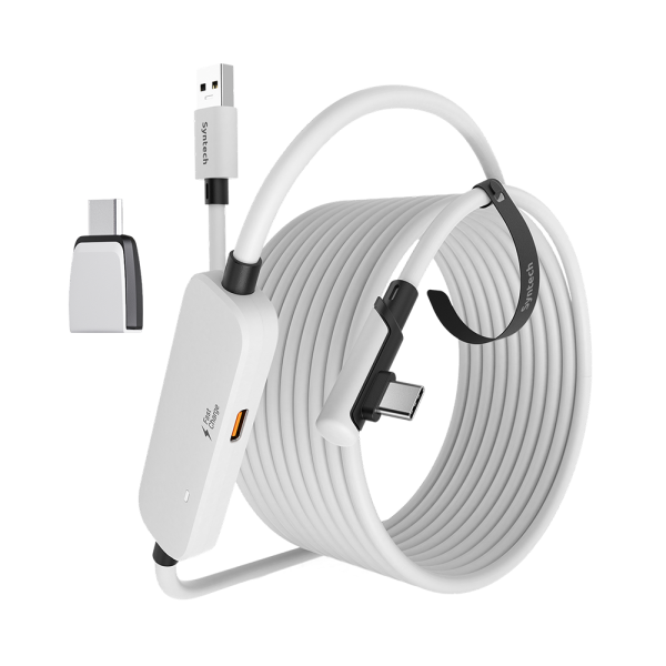 Кабель с зарядным портом и адаптером для Oculus Quest 3/3S/2, Pico 4 Syntech, 5 метров, белый