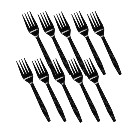Вилки пластиковые одноразовые черные, 10 шт.