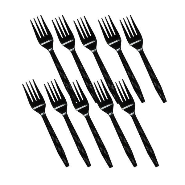 Вилки пластиковые одноразовые черные, 10 шт.