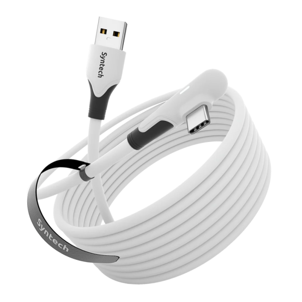 Кабель с LED индикатором для Oculus Quest 2/3/3S, Pico 4 Syntech, 6 метров, белый