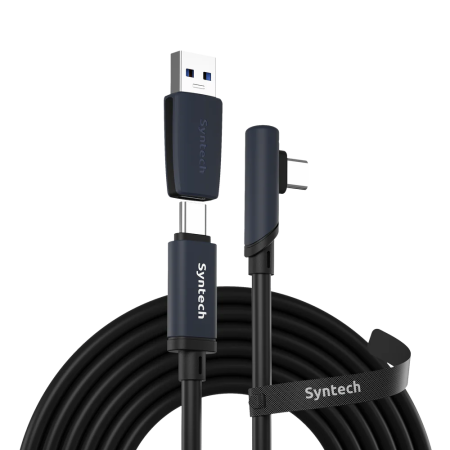 Кабель 2в1 для Oculus Quest 2/3/3S, Pico 4 Syntech, 5 метров, черный