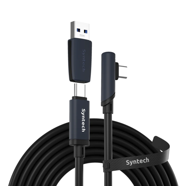 Кабель 2в1 для Oculus Quest 2/3/3S, Pico 4 Syntech, 5 метров, черный