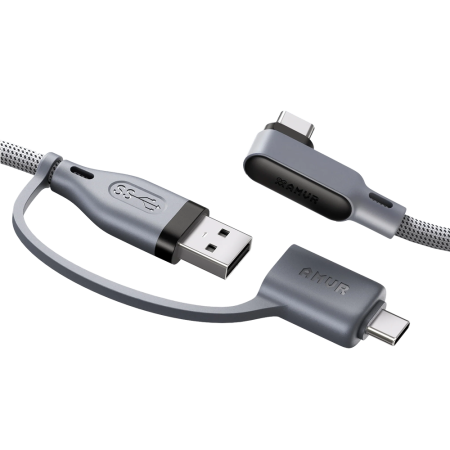 Кабель AMVR VR Braided Link Cable c адаптером для Oculus Quest 2/3/3S/Pico 4 (5 метров, серый)