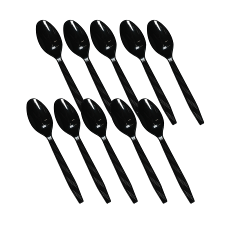 Ложки пластиковые одноразовые черные, 10 шт.