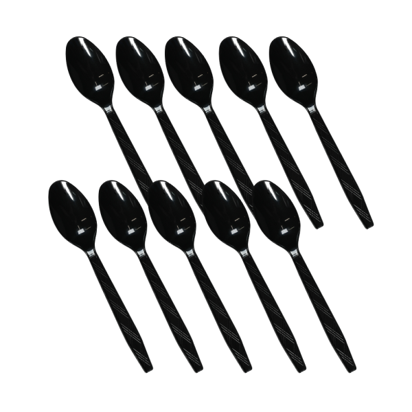 Ложки пластиковые одноразовые черные, 10 шт.