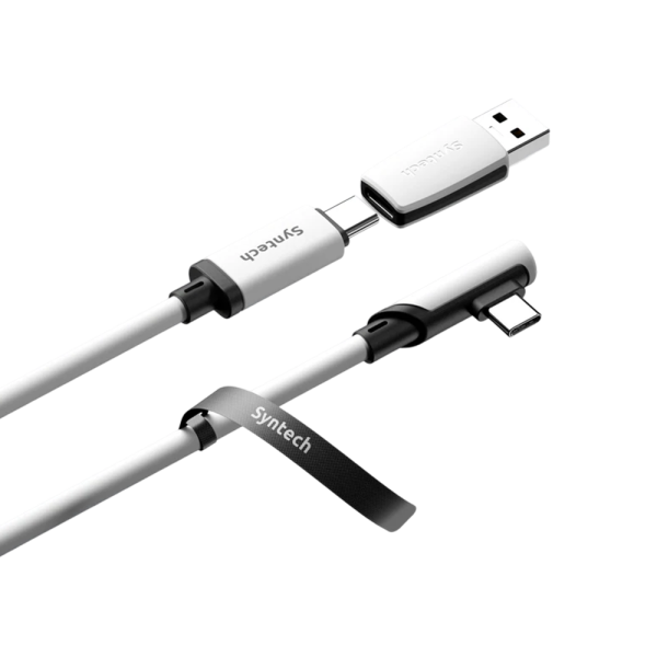 Кабель 2в1 для Oculus Quest 2/3/3S, Pico 4 Syntech, 5 метров, белый