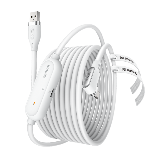 Кабель AMVR Upgraded Oculus Link с зарядным портом для Oculus Quest 2/3/3S/Pico 4 (5 метров, белый)