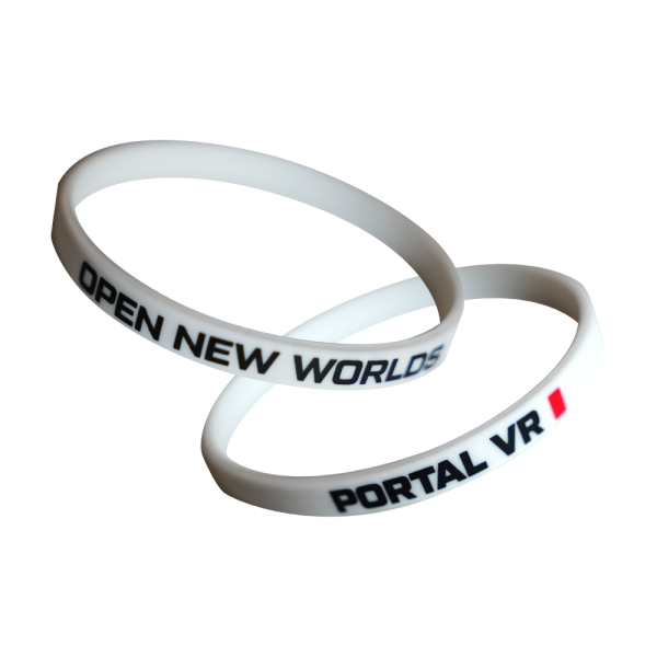 Набор силиконовых браслетов, 7мм., белые,  Portal VR OPEN NEW WORLDS, 50шт.