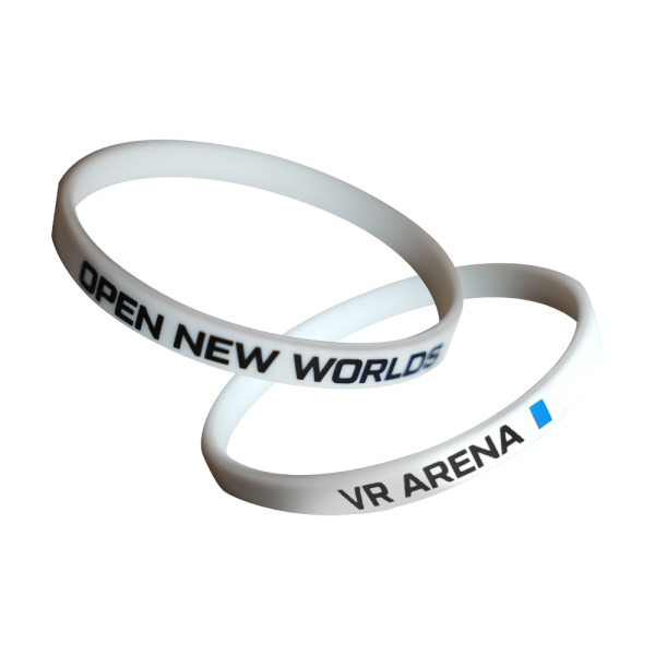 Набор силиконовых браслетов, 7мм., белые, VR Arena OPEN NEW WORLDS, 50шт.