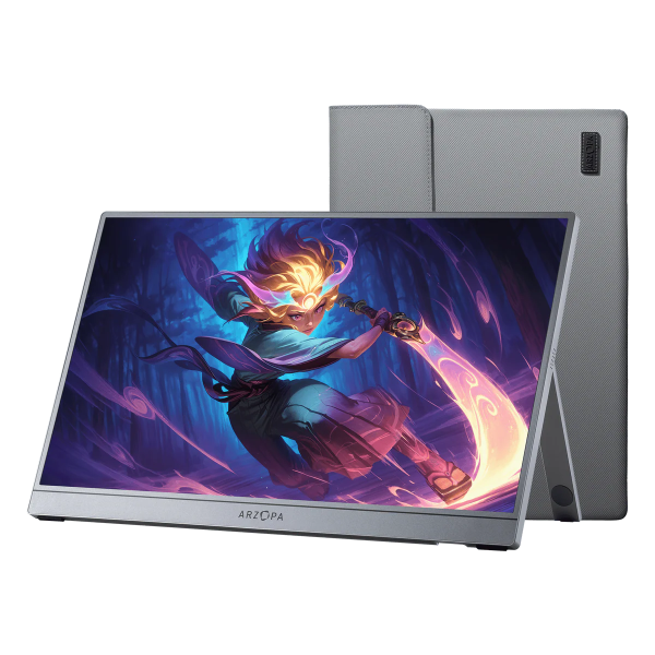 Портативный монитор ARZOPA Z1FC 16,1'' 1080p 144Hz, серый с защитным чехлом Портативный монитор ARZOPA Z1FC 16,1'' 1080p 144Hz, серый с защитным чехлом