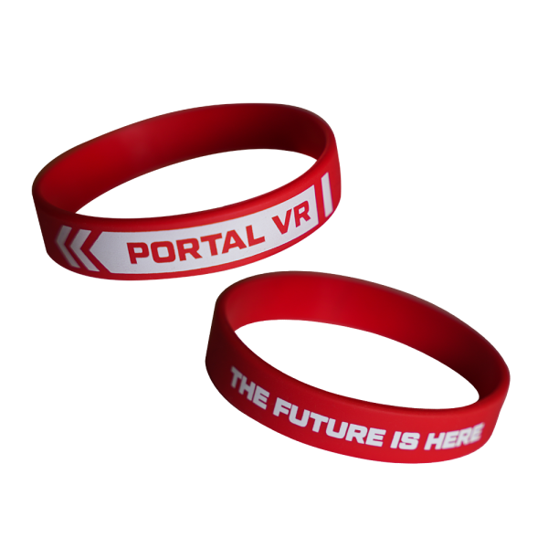 Набор силиконовых браслетов, 13мм., красные Portal VR THE FUTURE IS HERE, 50шт.