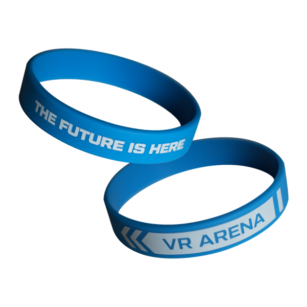 Набор силиконовых браслетов, 13мм., синие, VR Arena THE FUTURE IS HERE, 50шт.