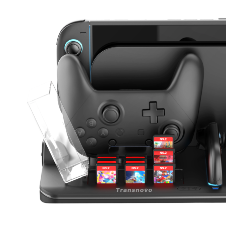 Док-станция TRANSNOVO для Nintendo Switch 2 с охлаждением, 9 слотов для картриджей