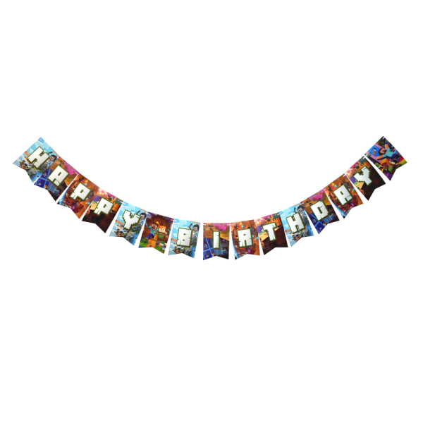 Гирлянда-растяжка для праздника "Happy birthday" Minecraft