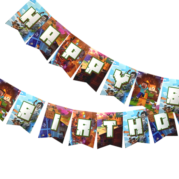 Гирлянда-растяжка для праздника "Happy birthday" Minecraft